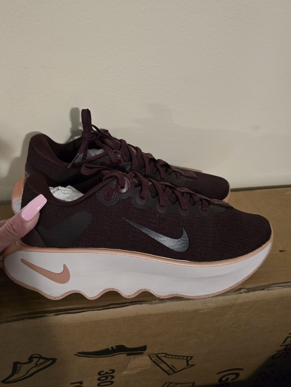Nike Women's Burgundy Athletic Sneakers with Rose Gold Trim